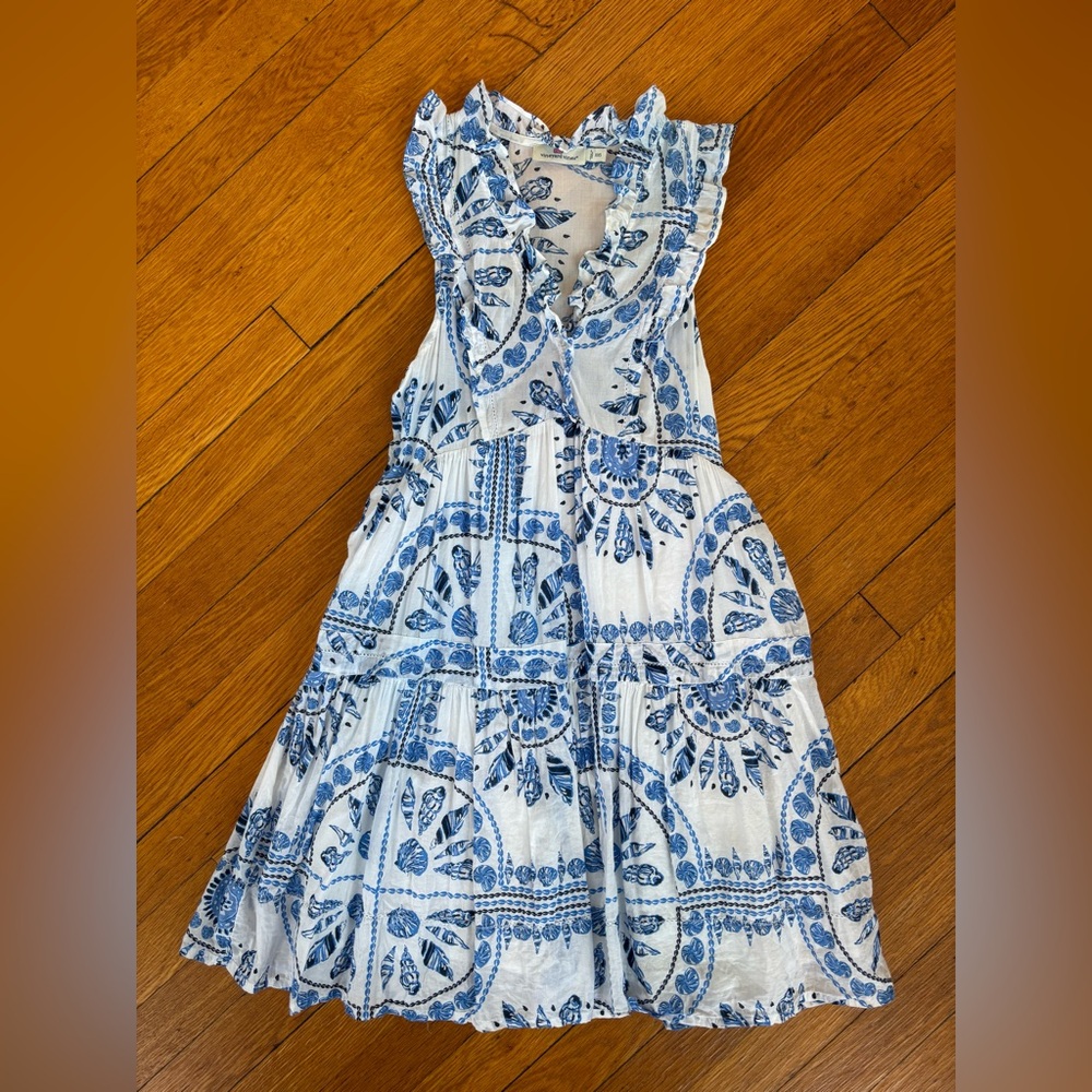 Vineyard Vines Womens Blue White Shell Coastal Sleeveless Shift Mini Dress XXS